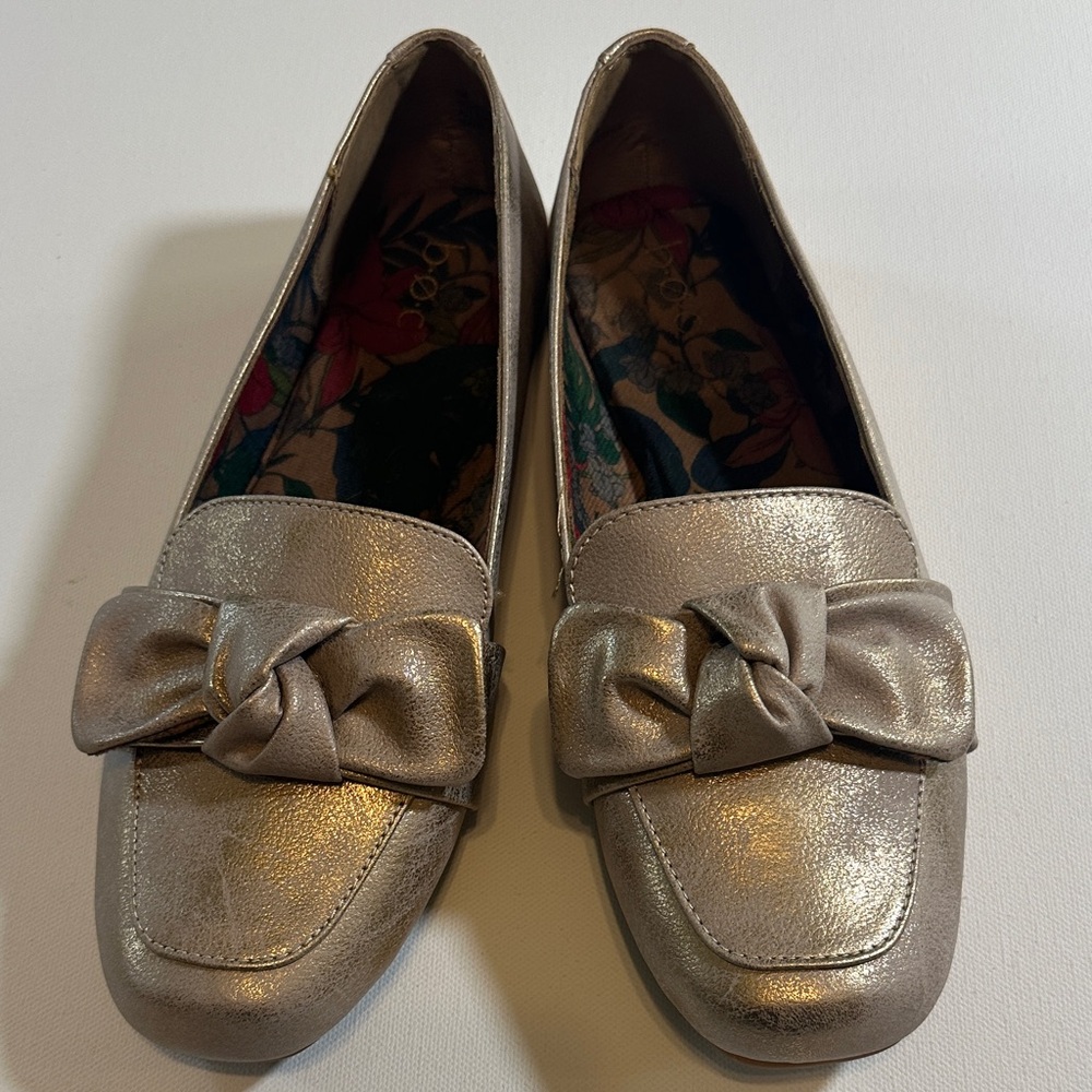 BOC Loafers with Bow Detail in Champagne NWOT